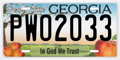 GA license plate PWO2033