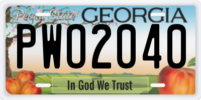 GA license plate PWO2040