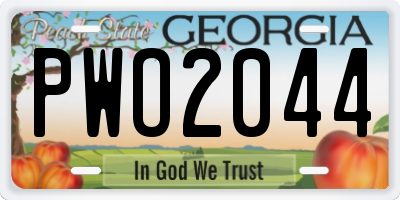 GA license plate PWO2044