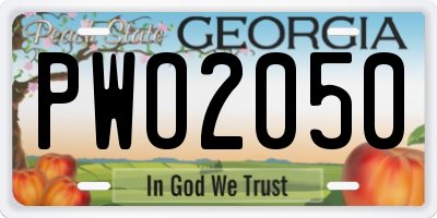 GA license plate PWO2050