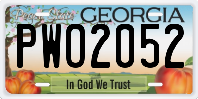 GA license plate PWO2052