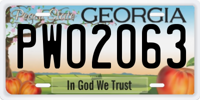 GA license plate PWO2063