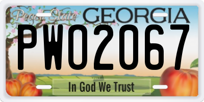 GA license plate PWO2067