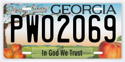 GA license plate PWO2069