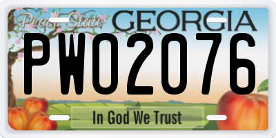 GA license plate PWO2076