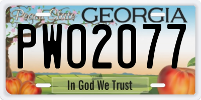 GA license plate PWO2077