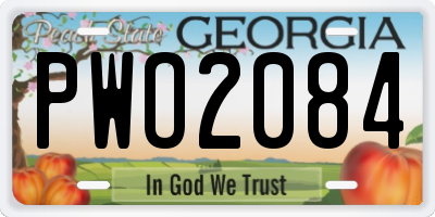 GA license plate PWO2084