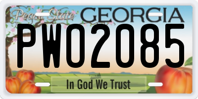 GA license plate PWO2085