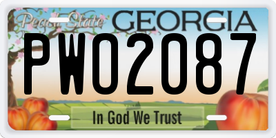 GA license plate PWO2087