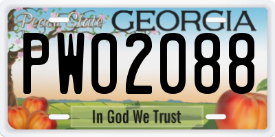 GA license plate PWO2088