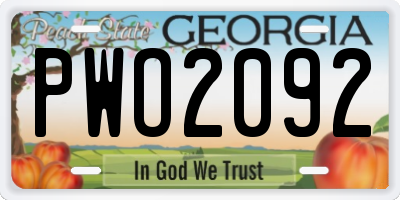 GA license plate PWO2092