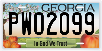 GA license plate PWO2099