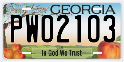 GA license plate PWO2103