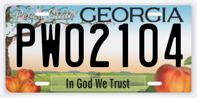 GA license plate PWO2104