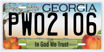 GA license plate PWO2106