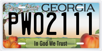 GA license plate PWO2111