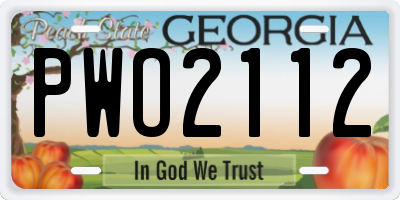 GA license plate PWO2112