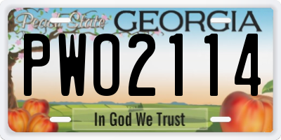 GA license plate PWO2114