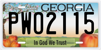 GA license plate PWO2115
