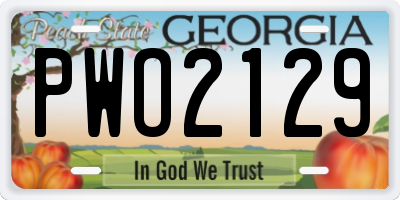 GA license plate PWO2129