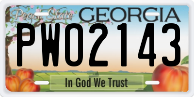 GA license plate PWO2143