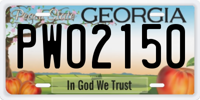 GA license plate PWO2150
