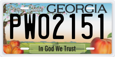 GA license plate PWO2151