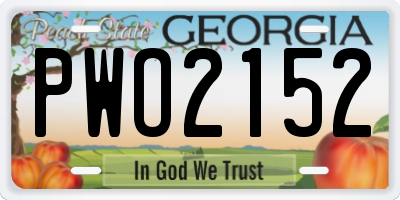 GA license plate PWO2152