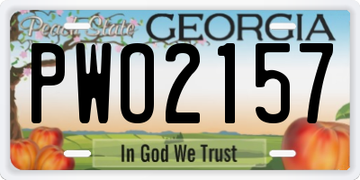 GA license plate PWO2157