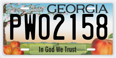 GA license plate PWO2158