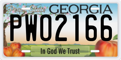 GA license plate PWO2166