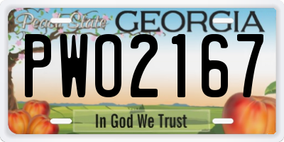GA license plate PWO2167
