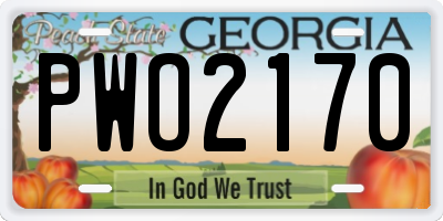 GA license plate PWO2170