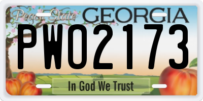 GA license plate PWO2173