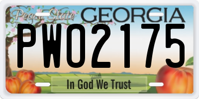 GA license plate PWO2175