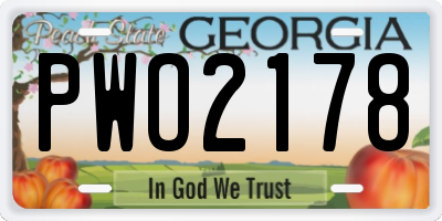 GA license plate PWO2178