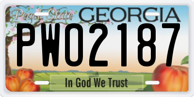 GA license plate PWO2187