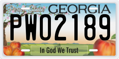 GA license plate PWO2189