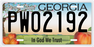 GA license plate PWO2192