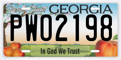GA license plate PWO2198