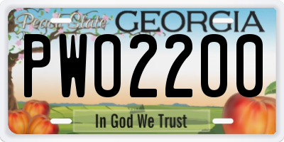 GA license plate PWO2200