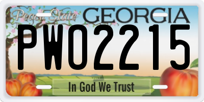 GA license plate PWO2215