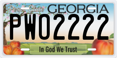 GA license plate PWO2222