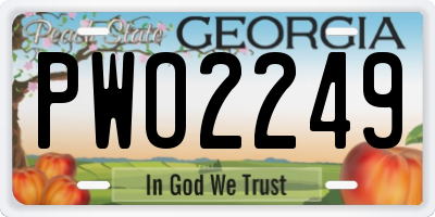 GA license plate PWO2249