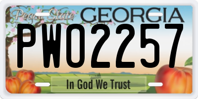 GA license plate PWO2257