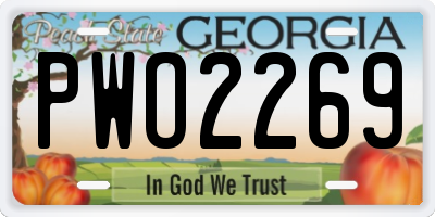GA license plate PWO2269