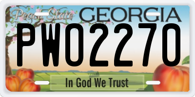 GA license plate PWO2270