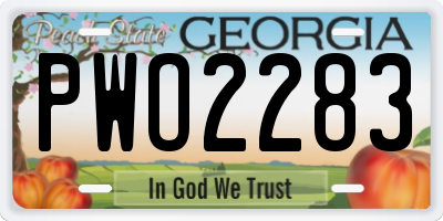 GA license plate PWO2283