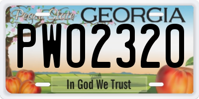 GA license plate PWO2320