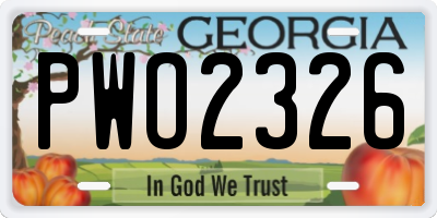 GA license plate PWO2326